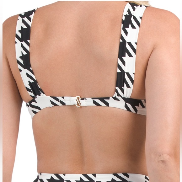 NWT WeWoreWhat Black White Houndstooth Bikini Claudia Top Riviera Bottom XS - Picture 4 of 13